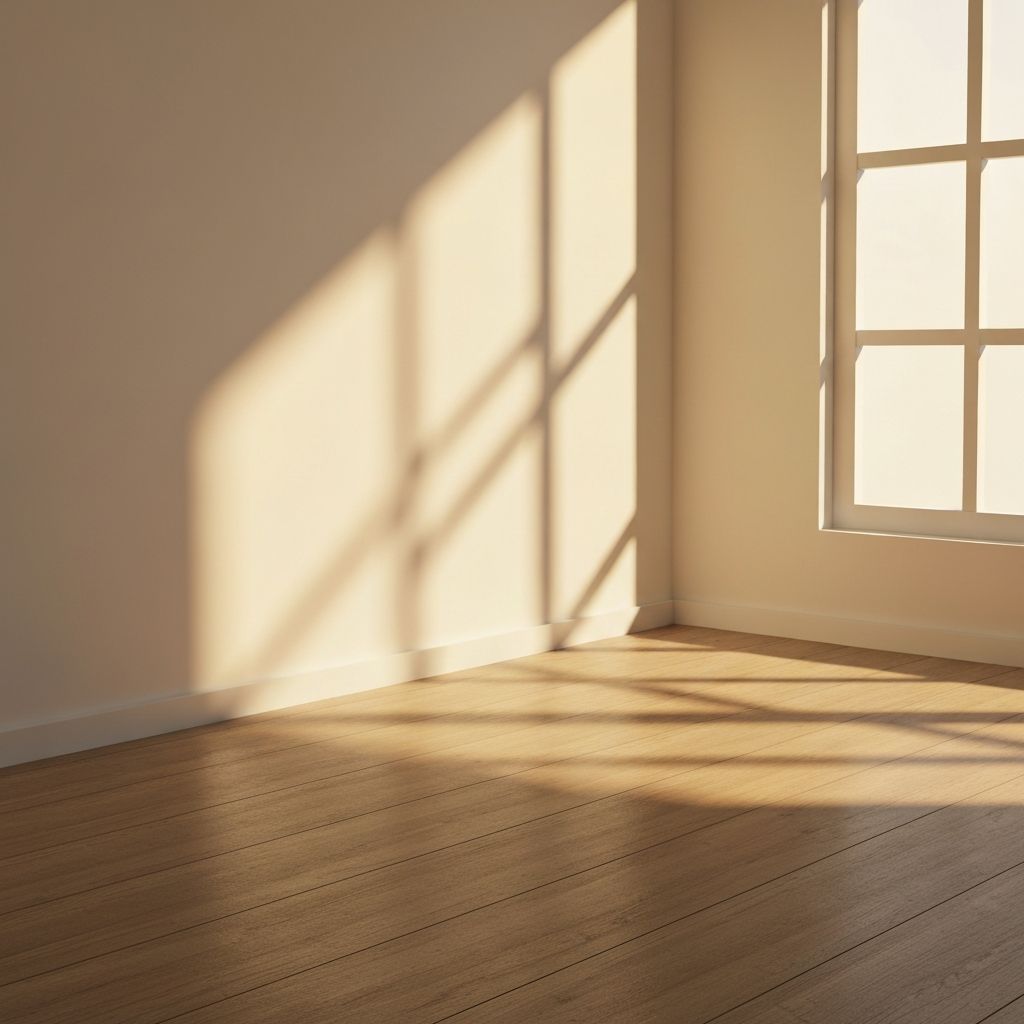 Morning light filtering through trees, evoking calm and structure