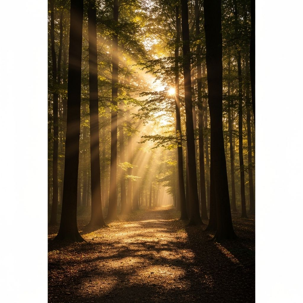 Morning light filtering through trees, representing a calm start to the day